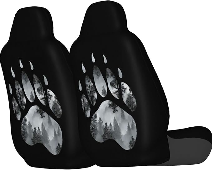 Delerain Car Seat Covers Set 2Pcs, Bear Paw Universal Front Car Seats Vehicle Enterior Protector Suitable Fits Most Car Auto SUV Sedan Truck