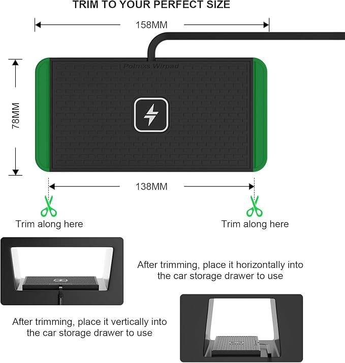POLMXS 25W Wireless Charger Car Fast Wireless Charging Pad DIY Wireless Phone Charger Mat Compatible with iPhone 17/16(25W)/15/14/13/12(7.5W) (P21)
