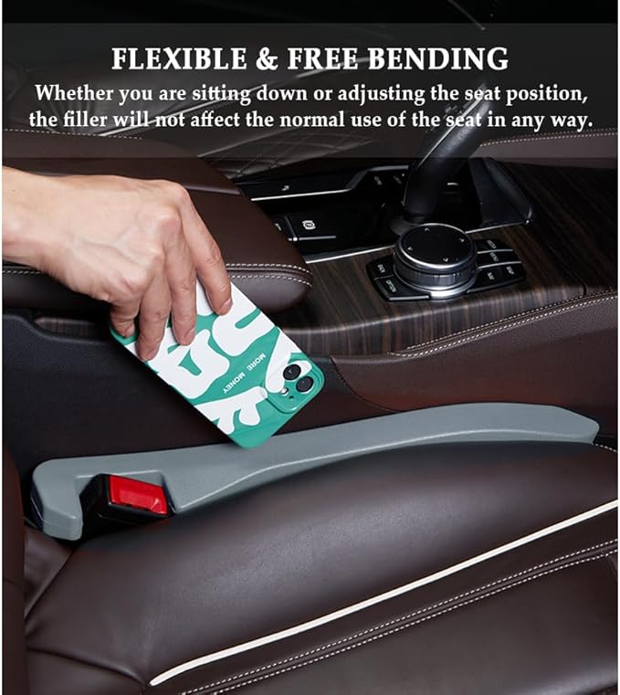 IHOTDER Super Flexible Car Seat Gap Filler,Durable Car Organizer Between Seats for Tightly Filling Seat Gaps,Universal CCar Side Seat Gap Filler CCar Accessories for Women & Men (Gray/2PCS)…