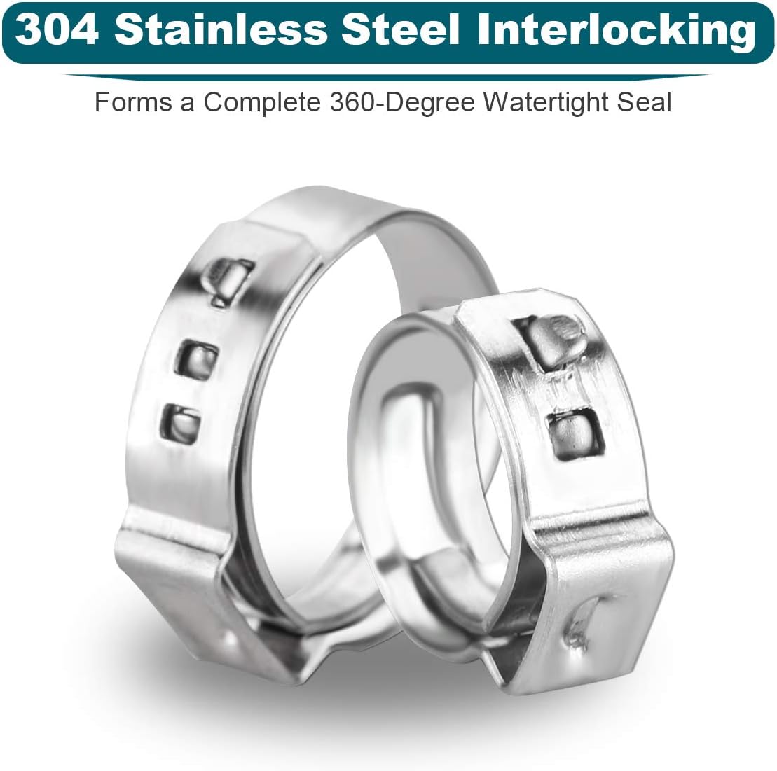 LOKMAN 50 Pack 1 Inch PEX Cinch Clamps, Stainless Steel Cinch Crimp Rings Pinch Clamps for PEX Tubing Pipe Fitting Connections (1 Inch)