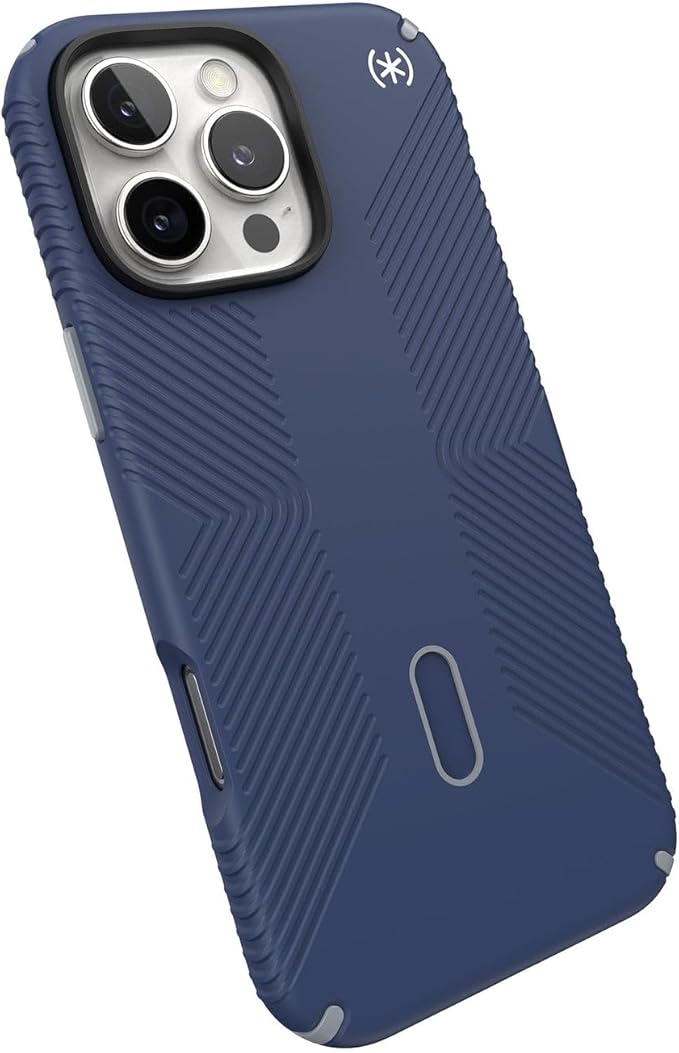 Speck Presidio 2 Grip iPhone 16 Pro Max Case - MagSafe and ClickLock - Slim Coastal Blue/Dust Grey