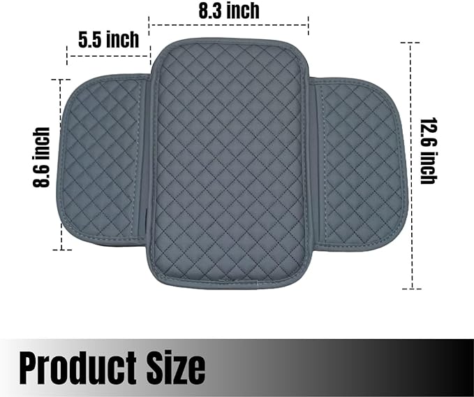 KAELTHAS Comfortable Car Center Console Cushion Armrest Dog Cat Paws Protect Cover Non-Slip with 2 Storage Bags for Cars SUVs CUVs Interior Accessories (Gray)