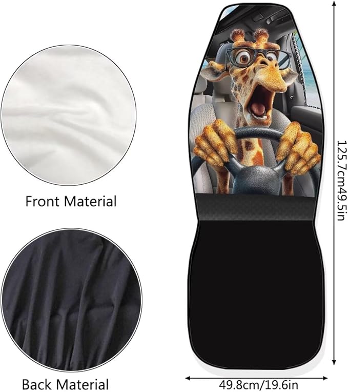 Funny Giraffe Driver Front Seat Covers for Cars All Weather Front Bucket Seat Cover Front Bucket Seat Cover for Cars Sedans Truck SUV Vans