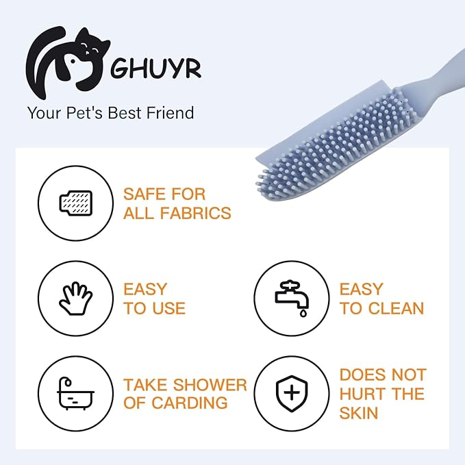 Professional Rubber Dog Hair Remover Brush for Car & Home – Auto Detailing Tool Removes Pet Hair from Vehicles, Furniture, SUVs, Trucks, RVs