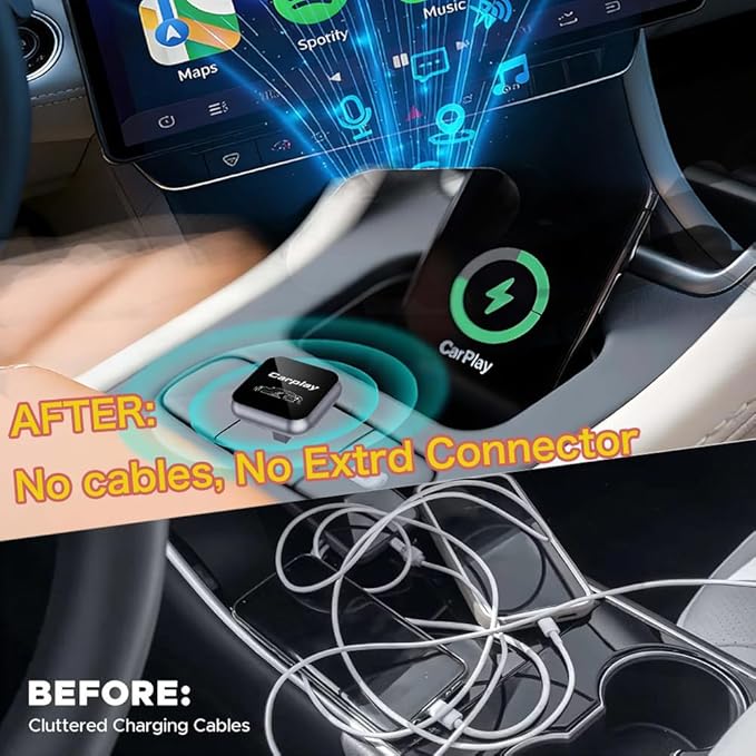 2026 Upgraded Wireless CarPlay Adapter for Apple iPhone, Plug and Play, Fast Auto-Connect, Realtek 8730E Chip Stable & No Latency, Wired to Wireless Adapter with USB-A/Type-C Port Gray-CT (CT106)