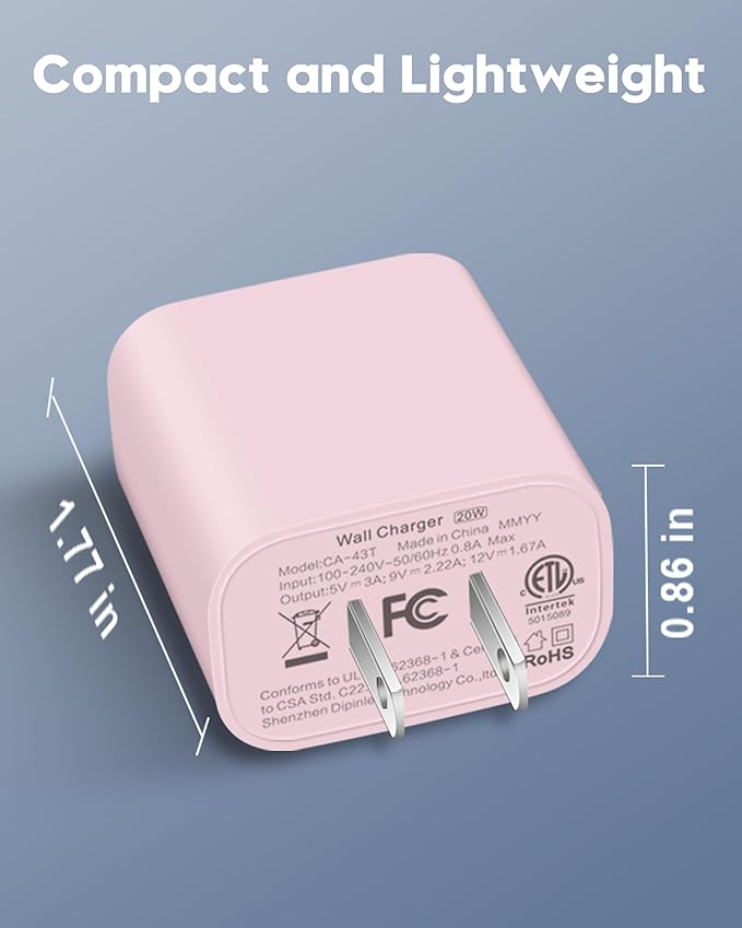 iPhone 17e/17/16e/16 Charger Fast Charging, 2Pack 20W USB C Wall Charger Block Cube with 6FT USB C Cable Cord for iPhone 17e/17/17 Pro Max/Air/16e/16/15 Pro Max/Plus, iPad Pro 13/12.9/11 inch, AirPods