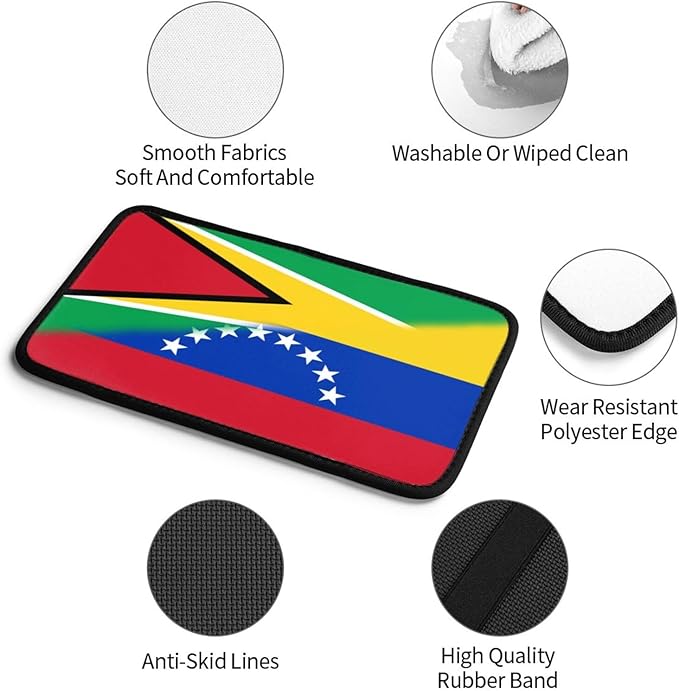 Venezuela Venezuelan Guyana Guyanese Flag Auto Center Console Armrest Cover Car Handrail Box Cushion Pad Mat Universal Fit Most Vehicle Sedan Truck SUV Soft Comfort Decor Accessories