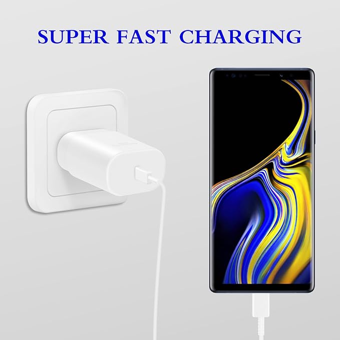 Type C Charger, 2-Pack 25W Type C Fast Charging Block with 6ft USB C Charger Cable Compatible with Galaxy S23 Ultra/S23+/S22/S21/S20/Phone 16/16 Plus/16 Pro Max/15/15 Pro Max/15 Plus-White
