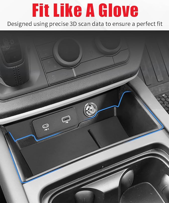 3PCS Center Console Organizer Compatible with 2020-2024 Land Rover Defender 90 110 130 (ONLY for Refrigerator Version) Armrest Storage Box Insert Tray Sets Interior Accessories