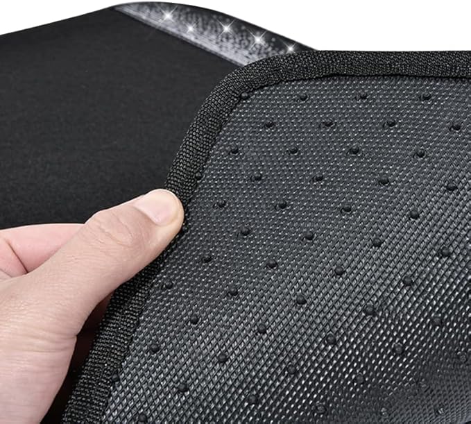 CAR PASS Bling Car Mats Shining Diamond Carpet Crystal Rhinestone Sparkly Glitter Floor Mats with Anti-Slip PVC Pad Universal Fit Automotive SUV,Sedan,Van,4pcs for Girl Women, Black Sliver Diamond