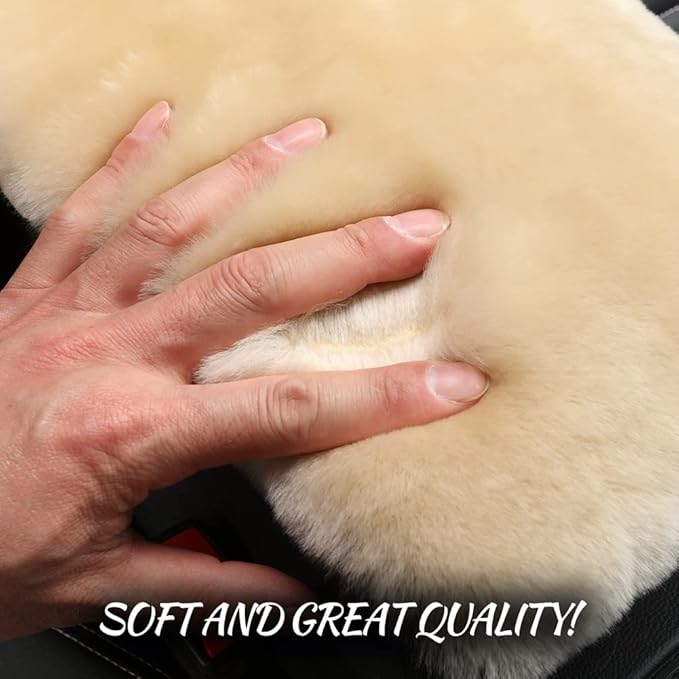 LLB Auto Center Console Cover Pad Universal Fit for SUV/Truck/Car, Genuine Sheepskin Wool Fur Car Armrest Seat Box Cover, Furry Fluffy Auto Armrest Cover Protector (Shearling Black)