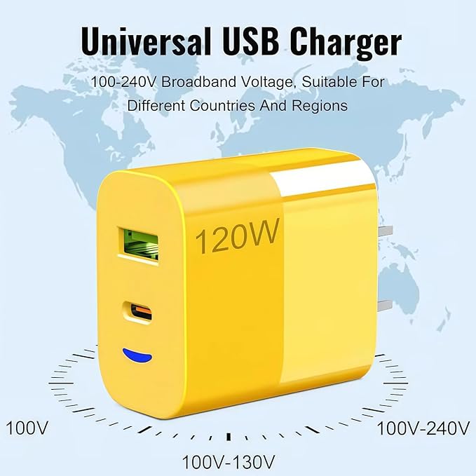 2026 New 120w Type C/USB A Dual Ports Adapter, C Chargers Fast Charging 10 Foot, Fast Phone Charger, Mechanical Style Multi-Function Cable, for Gaming Office Travel (2pcs)