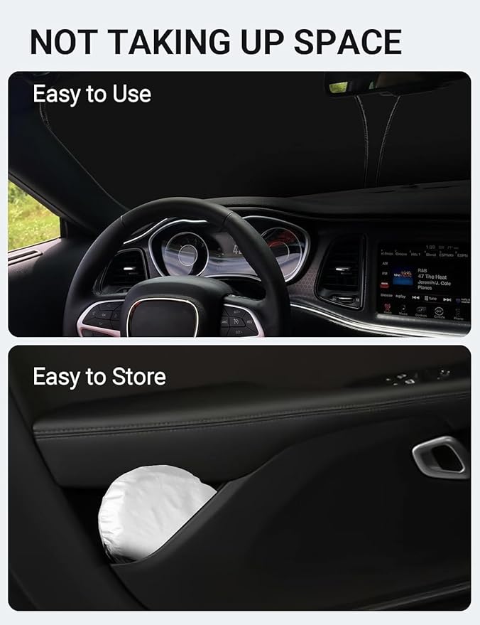 Proadsy 2026 Upgrade Front Windshield Sun Shade Foldable Sunshade Protector Custom Fit 2015-2023 Dodge Challenger Coupe, SRT Hellcat, Redeye, Widebody, SXT, RT Scat Pack, GT, RT, TA Coupe Accessories