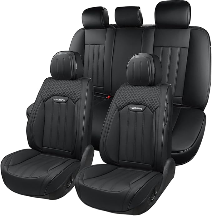 Car Seat Covers Full Set, Leather Seat Cover for Cars, 5 Seats Waterproof Automotive Seat Covers Fit Toyota Rav4 Camry Corolla Cruze CRV Accord, Black