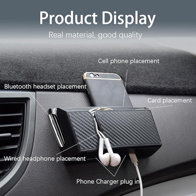 HAOBO Universal Car Storage Box, Car Storage Box for Mobile Phone, Multifunctional Auto Dashboard Pocket Organizer, Interior Accessories Carbon Fiber Car Pocket Organizer for Phone Key Pen Coin