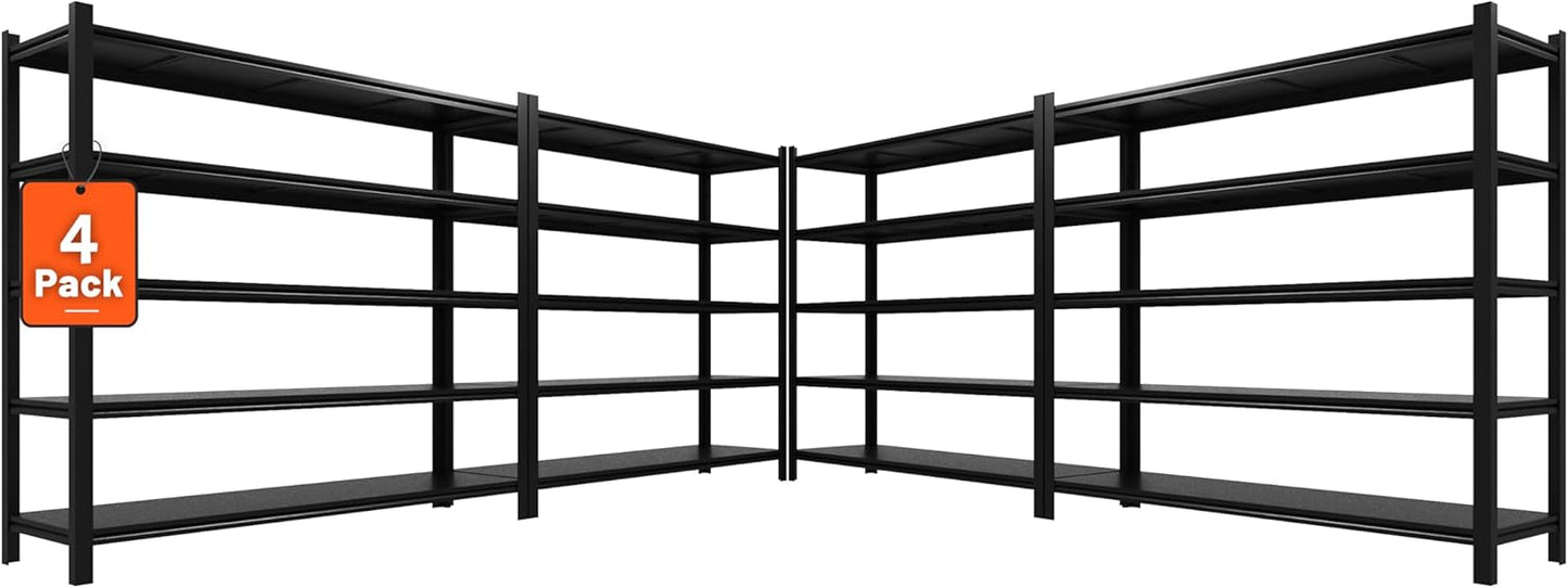 48.2" W Garage Shelving 3000LBS Storage Shelves Heavy Duty Garage Storage Shelves Adjustable 5 Tier Metal Shelves for Storage Industrial Heavy Duty Shelving Utility Shelf 24.2"Dx48.2"Wx 72.2"H