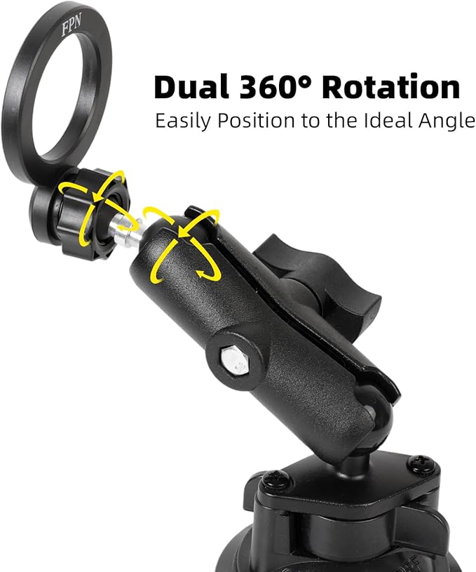 Magnetic Phone Holder Base for RAM Mounts, 1" (25mm) Ball Mount for Magsafe iPhone 17/16/15/14/13/12 Series, Compatible with RAM B Size Double Socket Arm