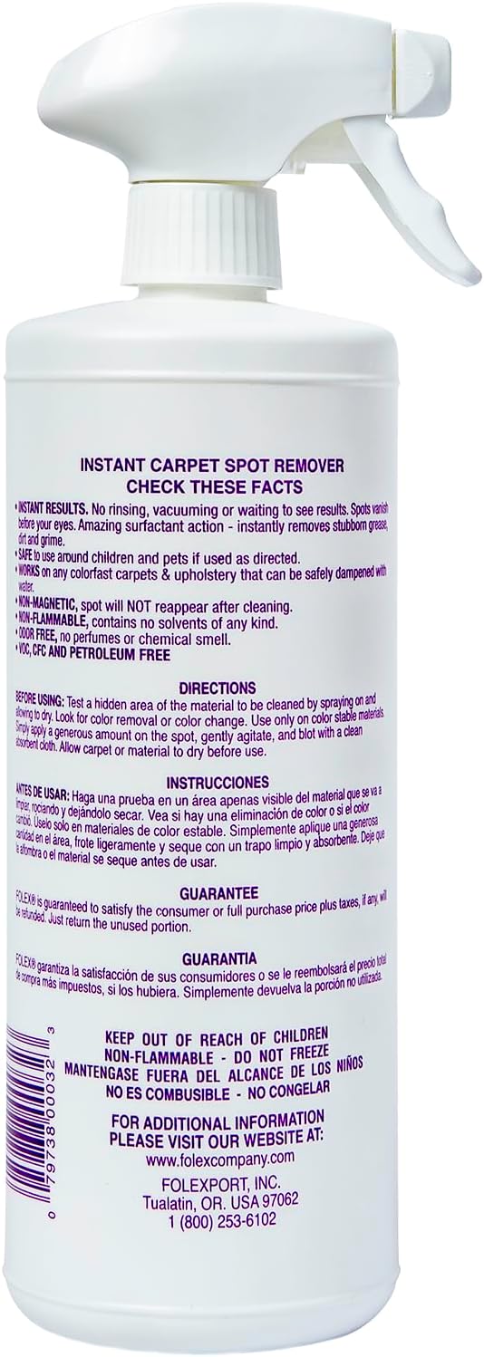 FOLEX Instant Carpet Spot Remover Carpet Cleaner and Hardwood, Laminate, Tile & Floor Cleaner with 4x Reusable Cleaning Cloth Bundle - 2 Pack