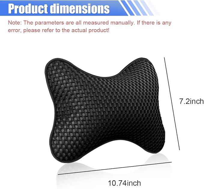 2PCS Car Headrest Pillow, Breathable Leather Car Neck Pillow, Soft Cloud Silk Cotton Neck Support Relief Cushion, Comfortable Automotive Seat Head Rest Pad for Driving Fatigue Relief (Black)