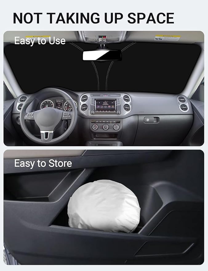 Proadsy 2026 Upgrade Front Windshield Sun Shade Foldable Sunshade Protector Custom Sun Visor Fit 2009-2017 Volkswagen VW Tiguan Accessories