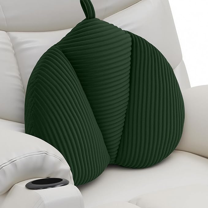 Lumbar Support Pillow for Recliner, Back Support Pillow for Office Chair, Back Cushion with Shredded Foam for Back Pain Relief & Reading, Lumbar Cushions for Couch, Sofa Seat, Car, Green