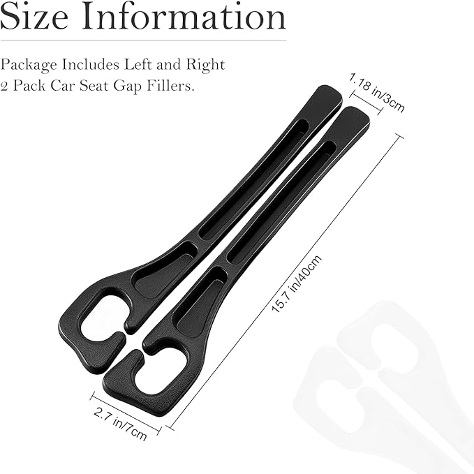 Car Seat Gap Filler 2-Pack, Universal Car Seat Gap Filler Organizer, Seat Gap Plug – Fills Gap Between Seat & Console, Drop-Proof Guard for Phones, Keys & Cards, Fits Cars, SUVs, Trucks, Black