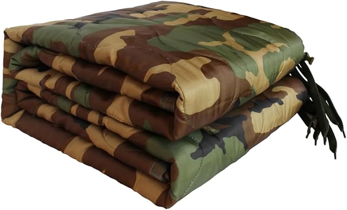 Camo Poncho Liner, Army Blanket, Military Sleeping Bag, with A Compression Carrying Bag, for Traveling, Hiking, Camping, Outdoor Survival, Car Blanket