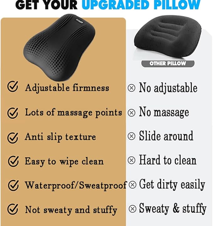 Lumbar Support Pillow, Inflatable Rubber Lumbar Pillow for Lower Back Pain Relief - Car Back Cushion for Driving - Lumbar Support for Car-Office Chair, Massage Points, Adjustable Firmness, Blue