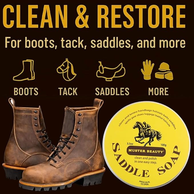 Cream Leather Saddle Soap – 3.5 oz Cleaner & Conditioner for Auto Seats, Sofas, Shoes, Boots, Handbags & Tack – Restores, Softens & Protects All Smooth Leather
