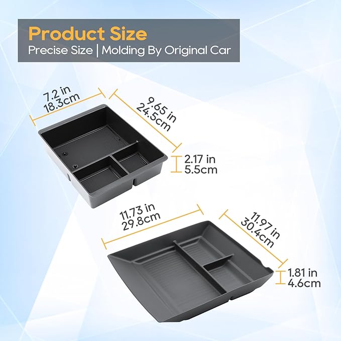 LFOTPP For Armada Center Console Organizer for 2025 2026 Armada (SV/SL/Platinum/Pro-4X/Platinum Reserve) Middle Armrest Storage Tray Insert,Non-Slip Waterproof 2PCS Interior Accessories