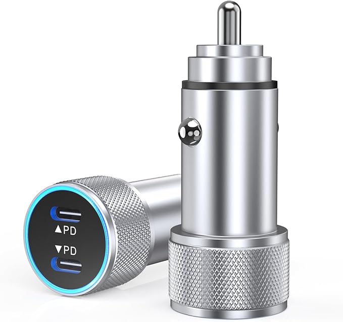 iPhone 15 Charger Car Adapter,2Pack Super Fast PD Dual Port Type C Car Charger Adapter Metal Mini Cigarette Lighter USB C iPhone 15 Charging Cable for iPhone 15/14/13/12/11/Samsung Galaxy S23/S22/iPad