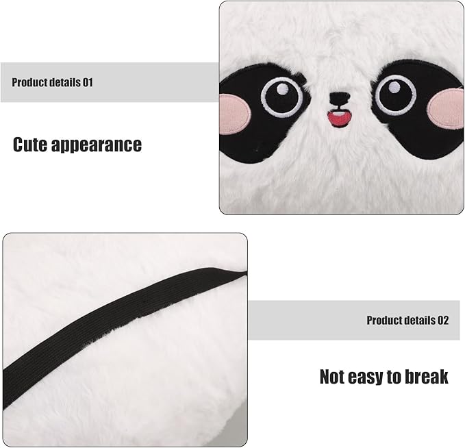 Cartoon Panda Plush Car Seat Cushion Lumbar Support Pillow for Driving Office Chair with Shoulder Relaxer and Headrest Cushion