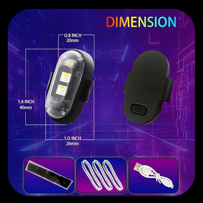 8PCS RGB Led Aircraft Strobe Lights For Cars, 8Colors High Brightness Wireless Led Strobe Light with Remote Control USB Waterproof Anti-Collision Warning Lights For Motorcycle Drone Aircraft Bike Boat