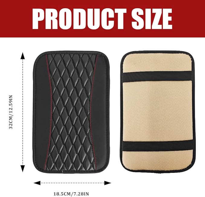 Car Center Console Cushion Pad, Armrest Cover for Car, Leather Waterproof Armrest Seat Box Cover, Auto Accessories Comfortable Arm Rest Box Cushion Pad for Most Vehicles (Black)