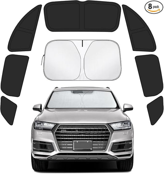 Car Window Shades Intended for Audi Q7 2016-2019, Privacy Window Covers 8PCS for Side, Rear & Windshield, Car Shield Sunshade for Privacy Protection, Heat Blocking, Camping and Parking