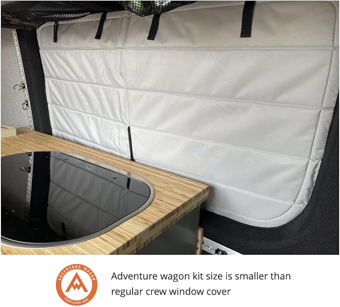 VanEssential Insulated Magnetic Blackout Window Cover Designed for Mercedes-Benz NCV3 & VS30 Crew Window with an Adventure Wagon KIT Installed (for Van Years 2007 to Current Model) - Charcoal Gray