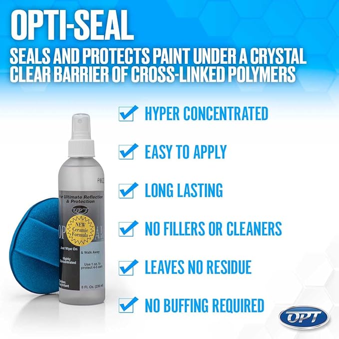 Optimum Opti-Seal Polymer Paint Sealant Spray for Automotive Paint and Interior Car Detailing, Includes Detailing Applicator Pad (8 oz)