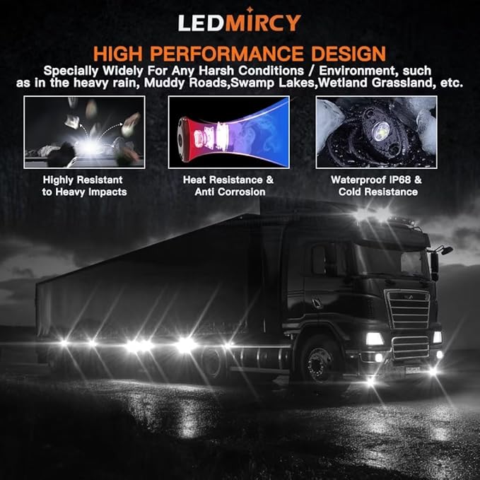 White Rock Lights,LEDMIRCY R1 Pure White LED Rock Lights Kit with Switch Wire Harness 20PCS for Trucks Off Road Boat Underglow Light Trail Rig Lights High Power Under Body Waterproof Shockproof Light
