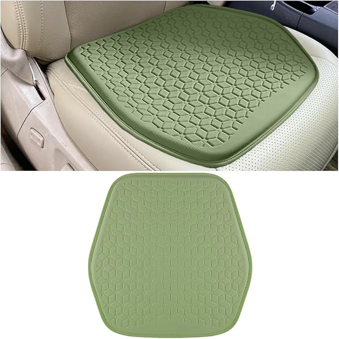 Gel Car Seat Cushion, Soft Cooling Honeycomb Non-Slip Vehicle Seat Bottom Mat for Long Sitting, Breathable Automotive Interior Chair Pad to Reduce Sweat, Universal for Truck SUV RV (Green)