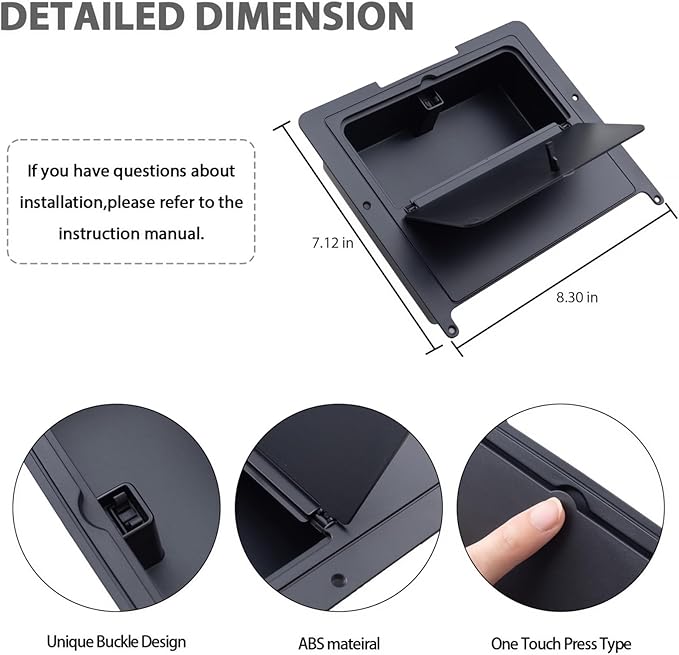 JDMCAR One-Touch Hidden Storage Box Compatible with 2024 2025 2026 Toyota Tacoma Center Console Organizer Armrest Secret Compartment