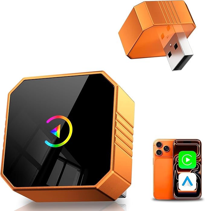 2026 Upgraded Mini Wireless CarPlay Adapter for Apple CarPlay & Android Auto, Plug & Play, Fast and Auto Connect, No Latency 2 in 1 Car Play Wireless Adapter for iPhone iOS 10+ & Android 11+