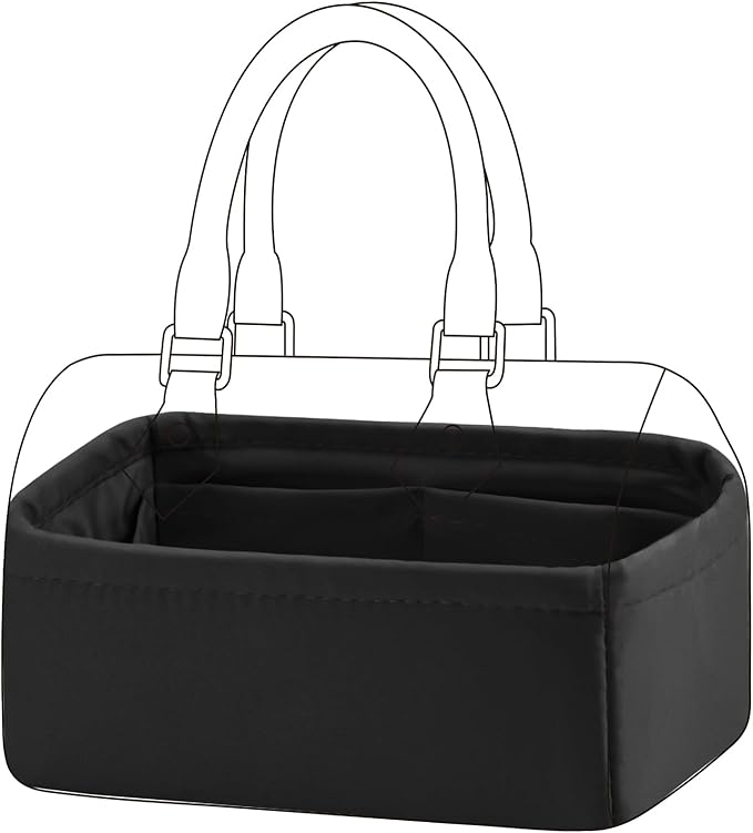 DGAZ Silk Purse Organizer Insert Fits LV Speedy 16/20/25/30/35/45 bags，Silky Smooth Bag Organizer，Luxury Handbag & Tote Shaper（Black，SP16）