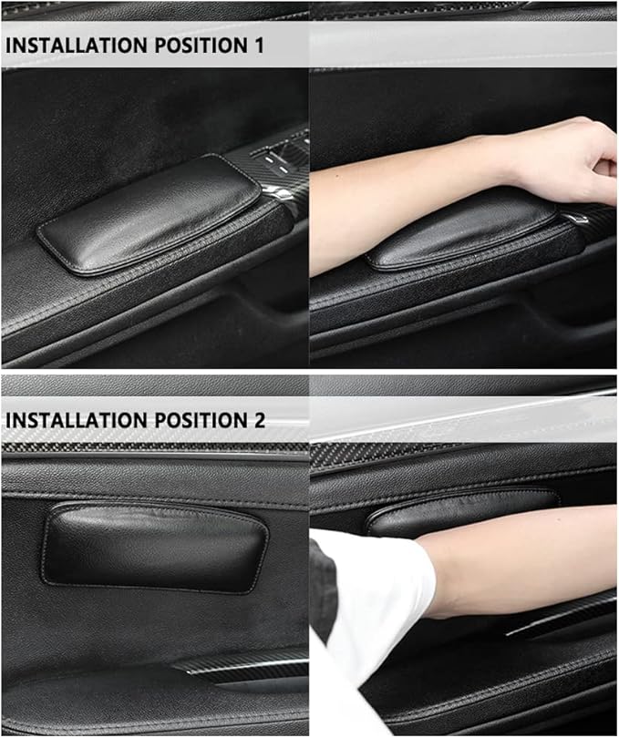 2PCS Car Knee Cushion,Soft Leather Car Door Armrest Pad for Knee Leg Elbow,Universal Car Center Console Cushion Pad Comfort Pillow for Automotive Interior Accessories (Black)