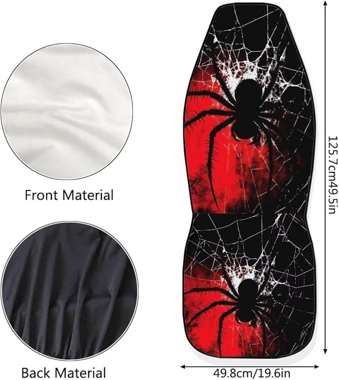 Goth Spider Car Seat Cover Waterproof Automotive Decoration Accessories for Women Men,Goth Spider Design Universal Front Seat Cover for Cars SUV Trucks, Set of 2