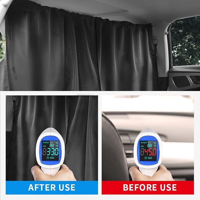 Car Sun Shade Kit,Large Car Curtains Include 1PCS Divider Curtain and 2PCS Magnetic Curtain,Universal Truck Window Shades Accessories for Privacy,Sleeping,Blackout (Large for SUV&Truck)