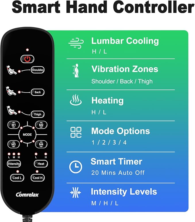 Massage Seat Cushion with Heat, Adjustable Neck Support, Breathable Lumbar Comfort, Gentle Vibration Back Massager for Office & Home Chair, Relaxation Gift