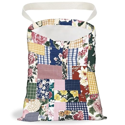 Floral Patch Print Car Trash Bag Hanging Garbage Bag with Snap Buttons Car-Back Seat Trash Storage Portable Dustbin for Men Women Car Interior Accessories Travel Camping