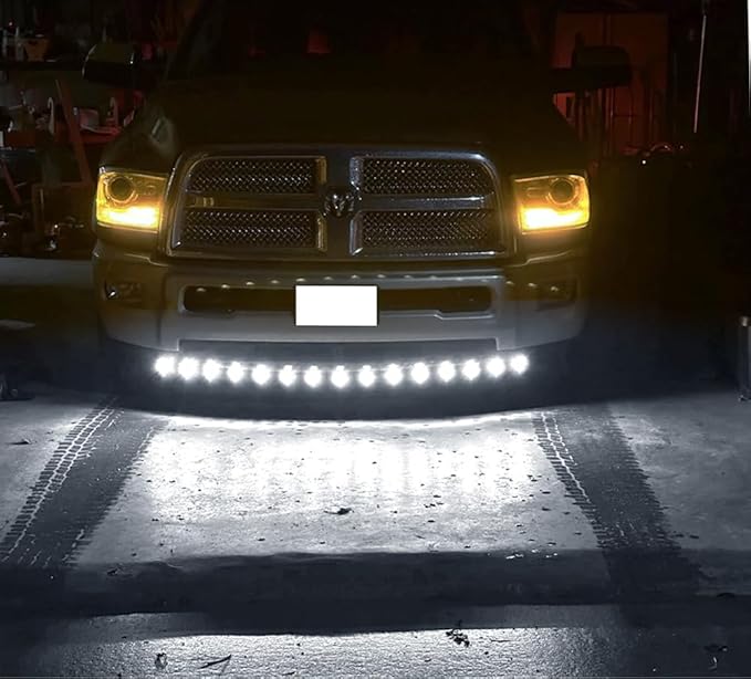 iJDMTOY 20pc Set Xenon White LED Front Bumper Valance Accent Running Light Kit/LED Air Dam Light Kit, Compatible with Dodge/Chevy/GMC HD, Ford Super Duty Trucks or Semi Trucks
