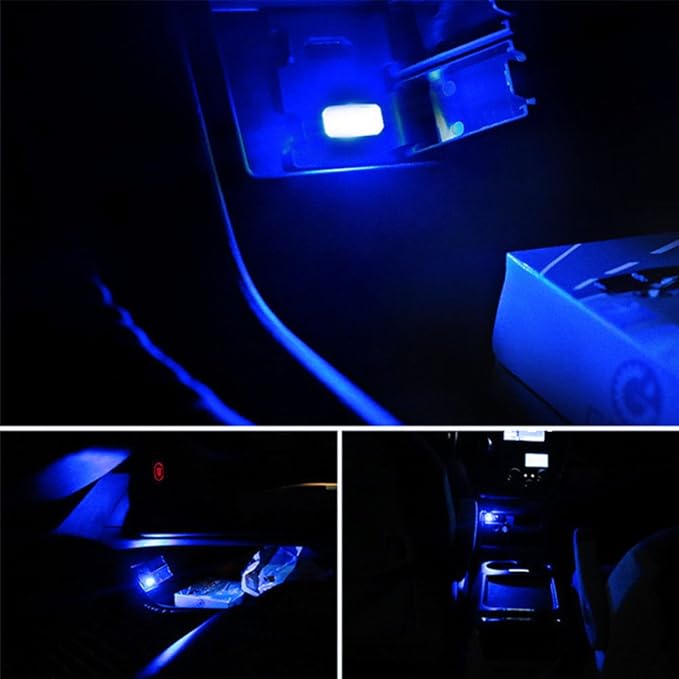 iJDMTOY Ultra Blue USB Plug-in Miniature LED Car Interior Ambient Accent Lighting Kit