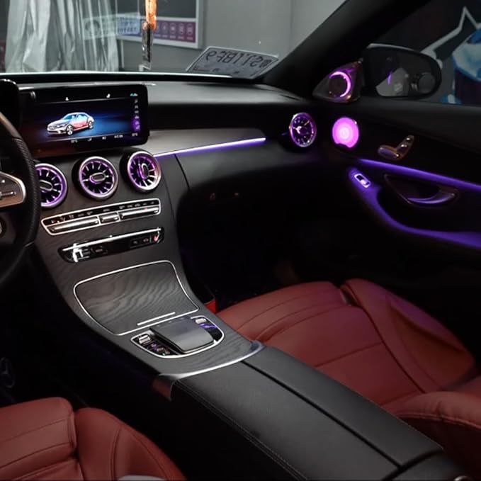 LED Interior Ambient Lighting Kit for Mercedes Benz C Class W205 2015-2021 RGB Multi-Color Interior Light (Galaxy 8 Set)